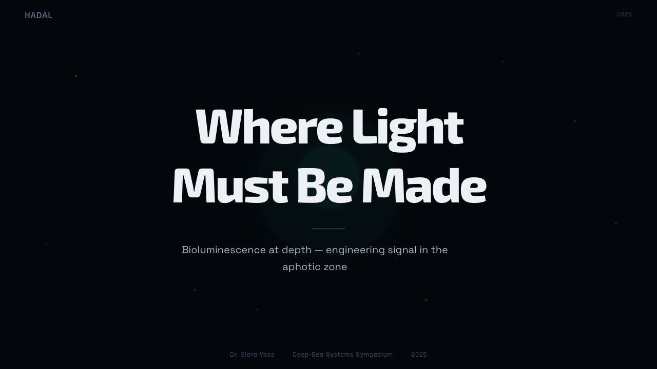 Abyssal Bioluminescence design style applied to a Slide · cover