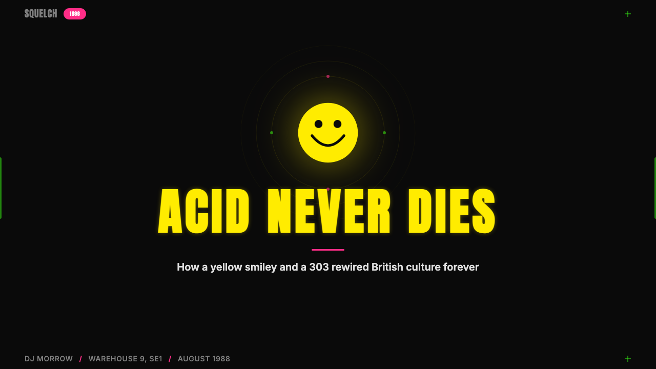 Acid House Smiley (1988) design style applied to a Slide · cover