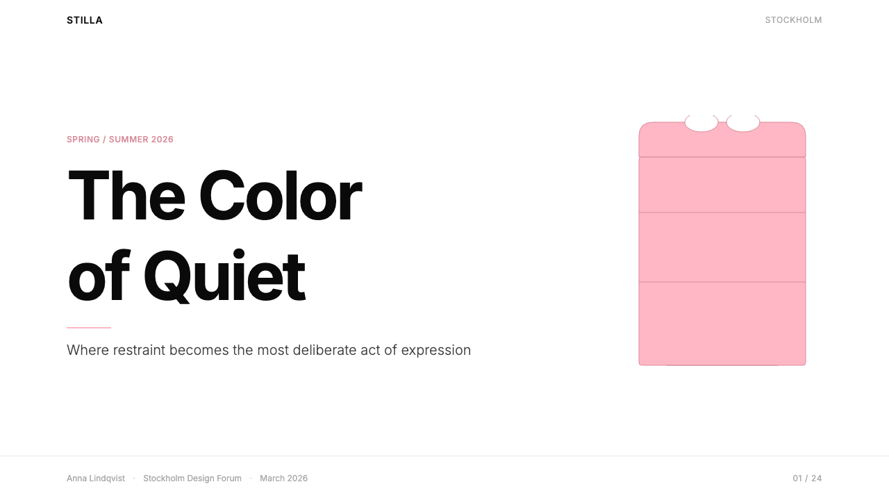 Acne Studios Pink-Paper design style applied to a Slide · cover