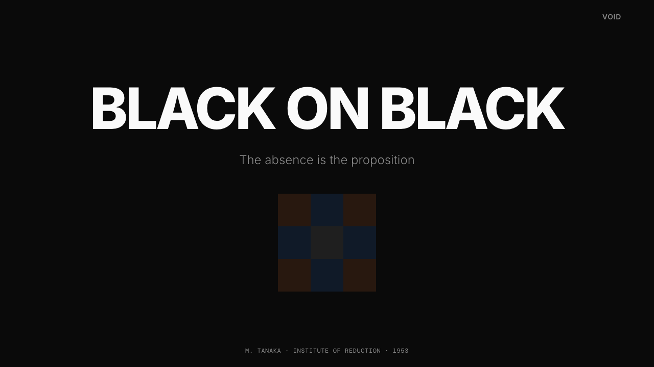 Ad Reinhardt Black Painting (1953) design style applied to a Slide · cover
