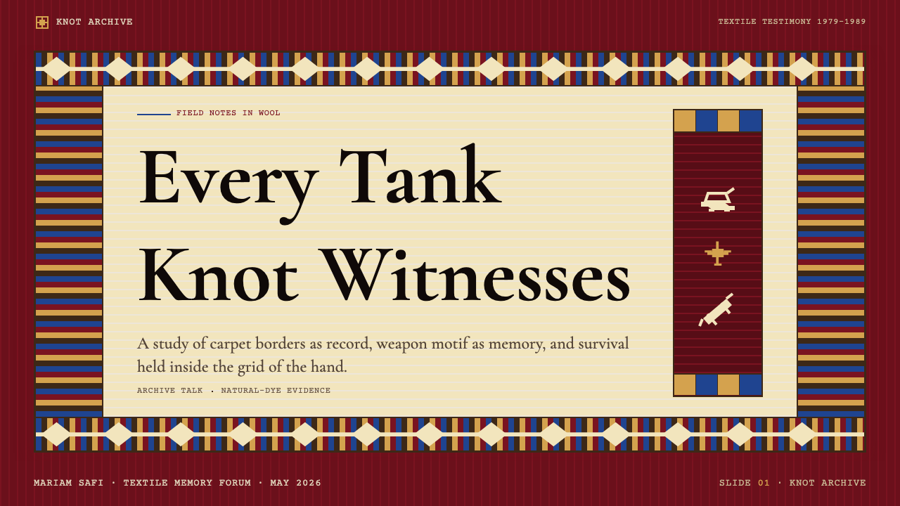 Afghan War Rug (1980) design style applied to a Slide · cover