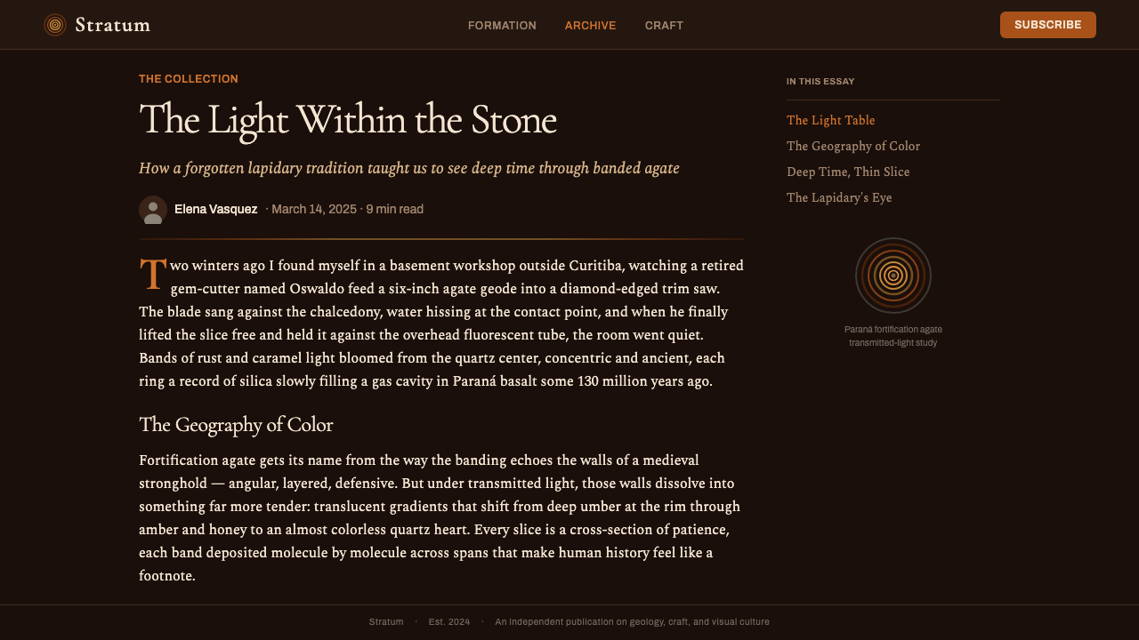 Banded Agate Slice design style applied to a Article page