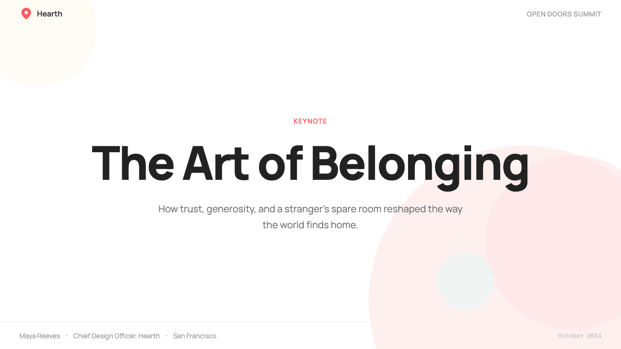 Airbnb 2014 design style applied to a Slide · cover