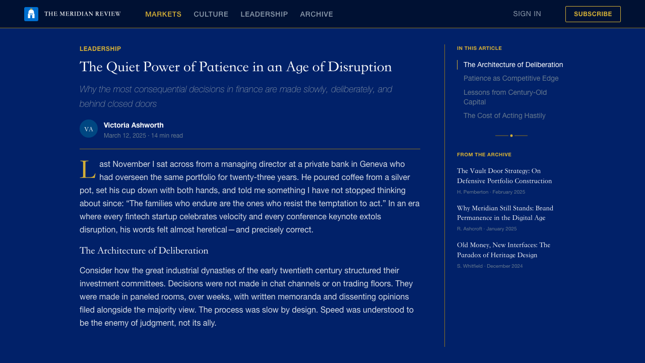 American Express Centurion design style applied to a Article page