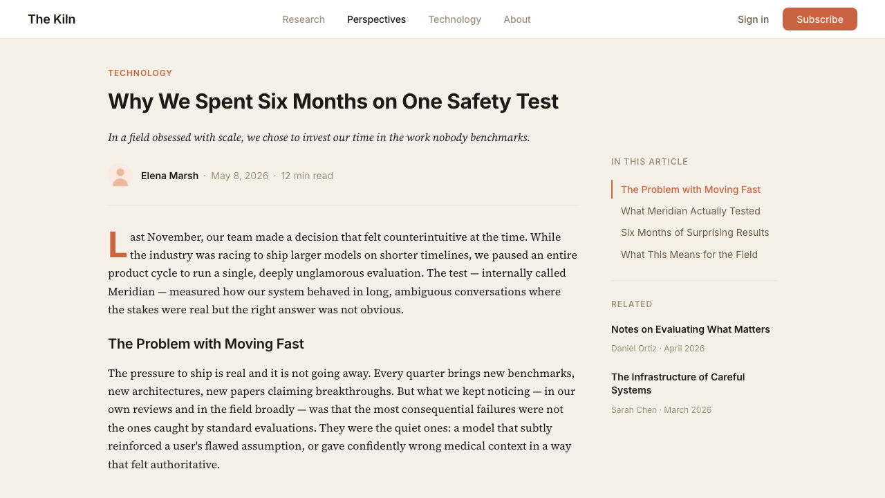 Anthropic Clay design style applied to a Article page