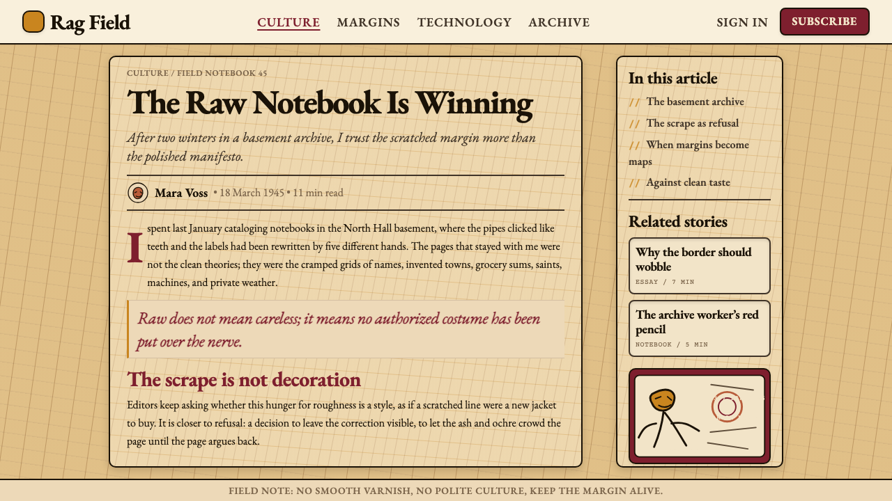 Art Brut (Dubuffet) design style applied to a Article page