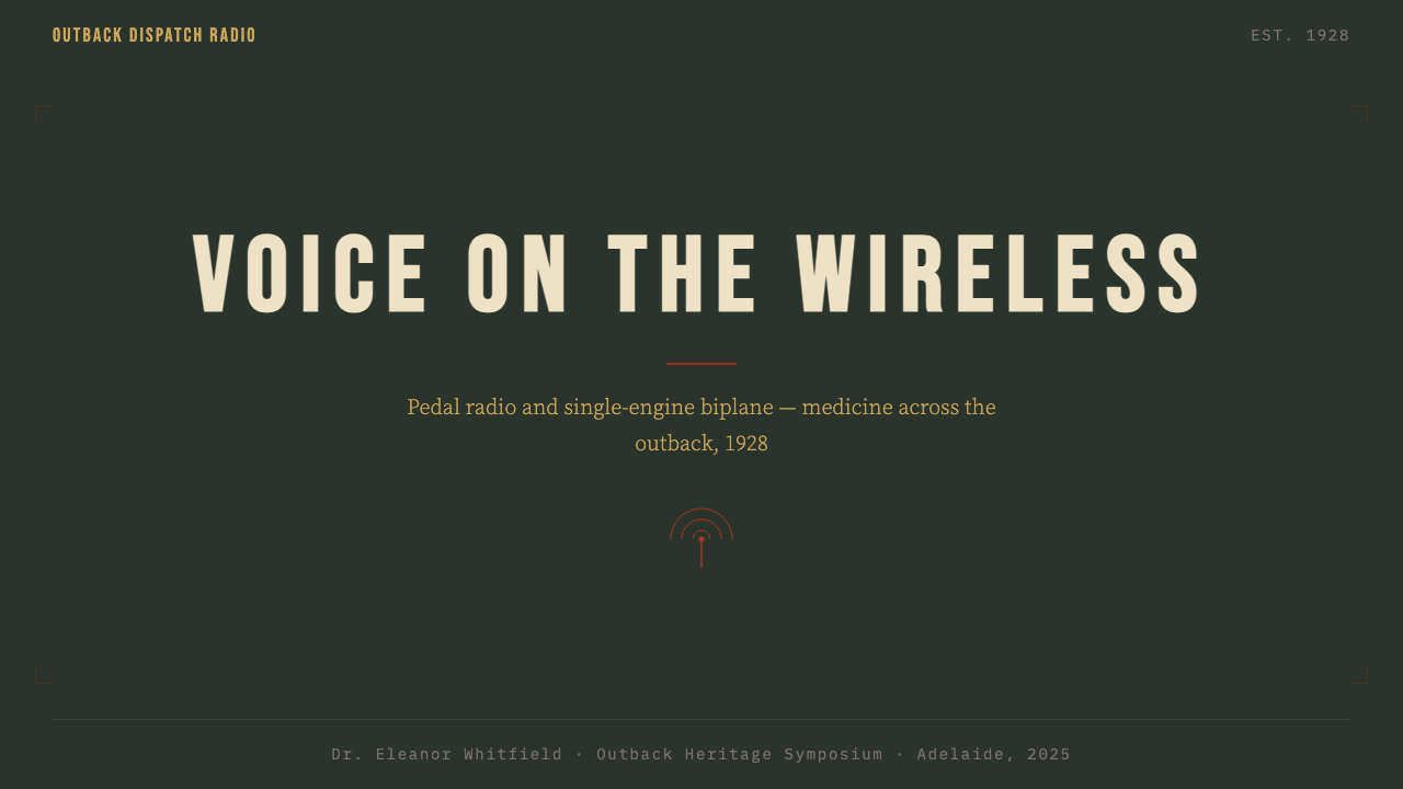 Australian Flying Doctor Radio design style applied to a Slide · cover