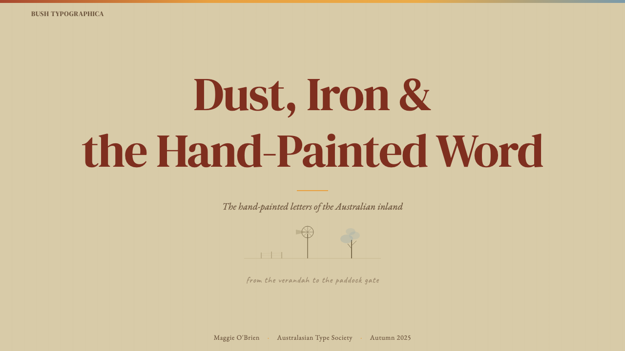 Australian Outback Vernacular design style applied to a Slide · cover