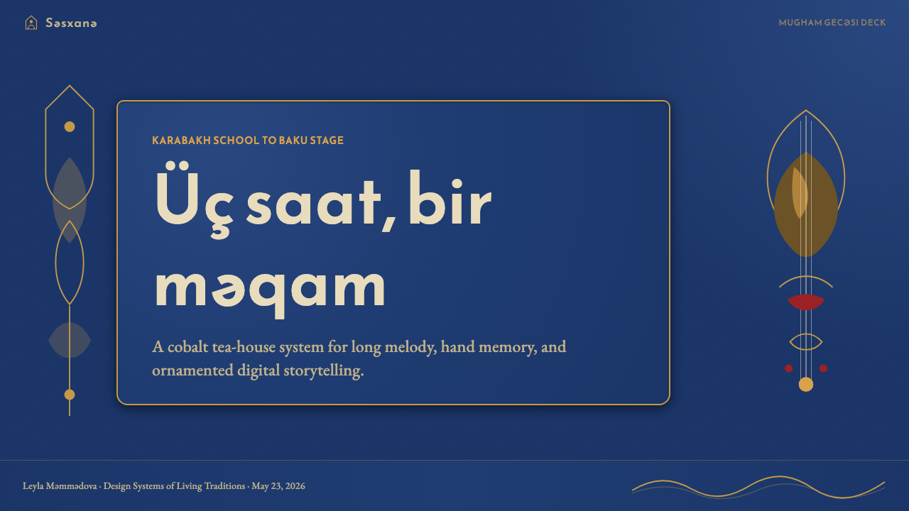 Azerbaijani Mugham Saz Blue design style applied to a Slide · cover