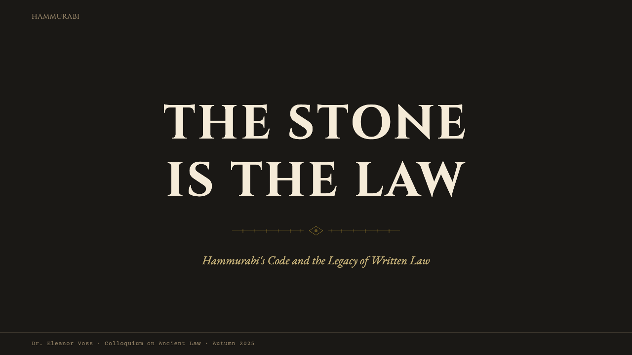Babylonian Hammurabi Stele design style applied to a Slide · cover