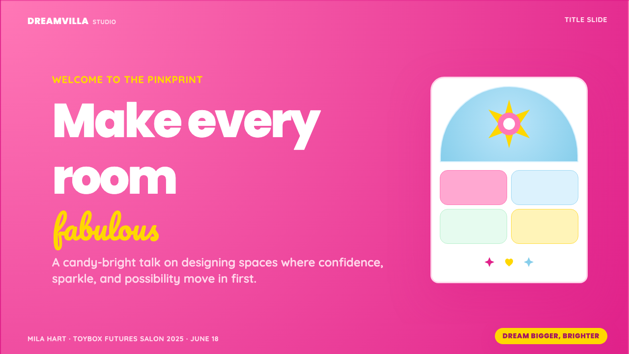 Barbie Dreamhouse design style applied to a Slide · cover