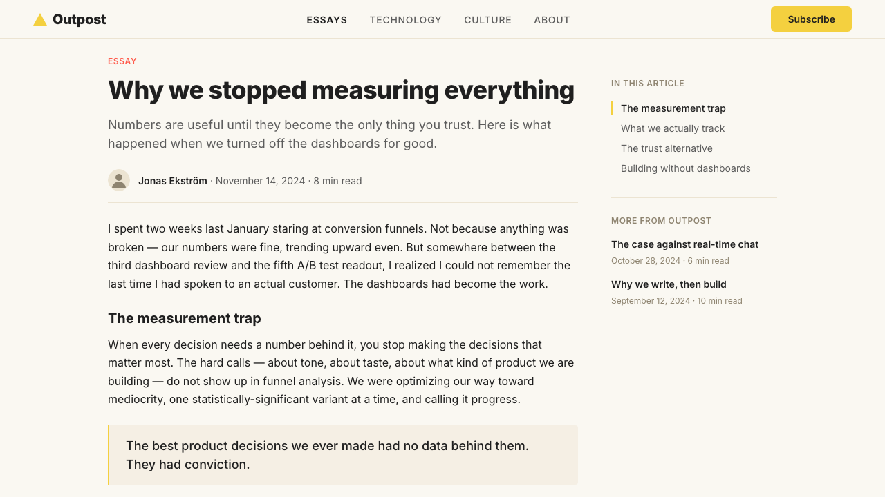 Basecamp / 37signals design style applied to a Article page