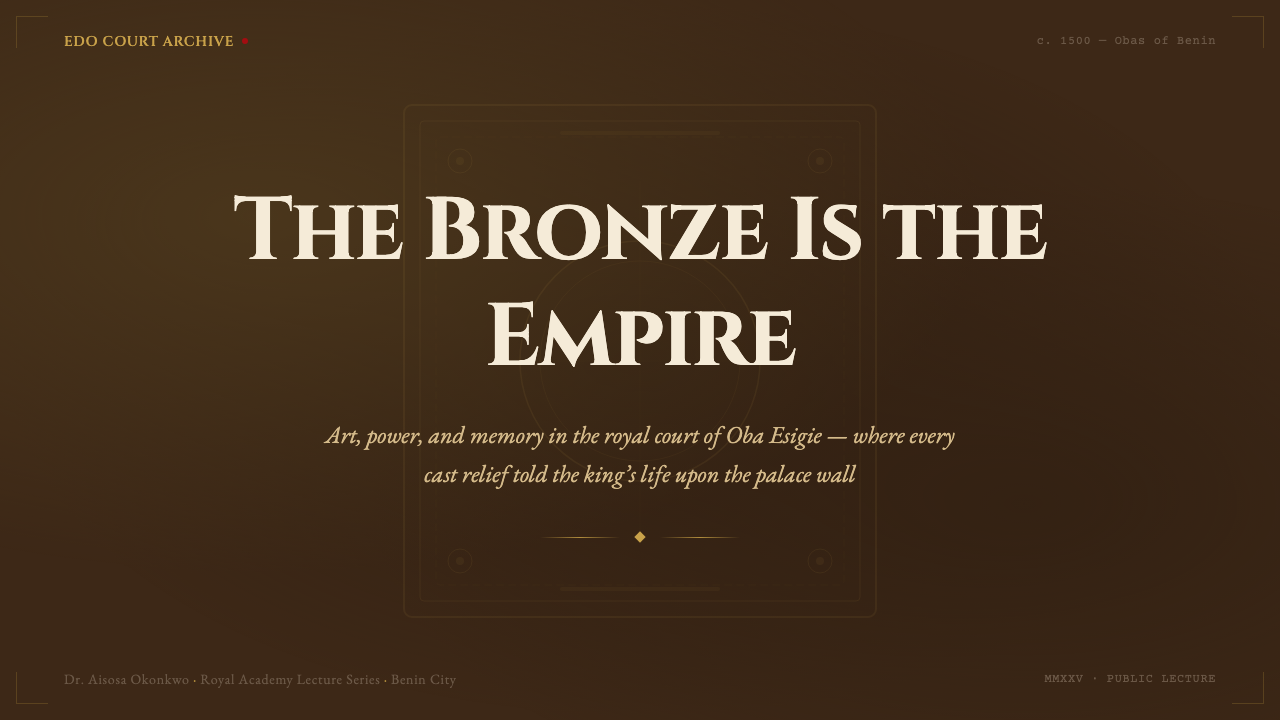 Benin Bronze (Edo, 1500) design style applied to a Slide · cover