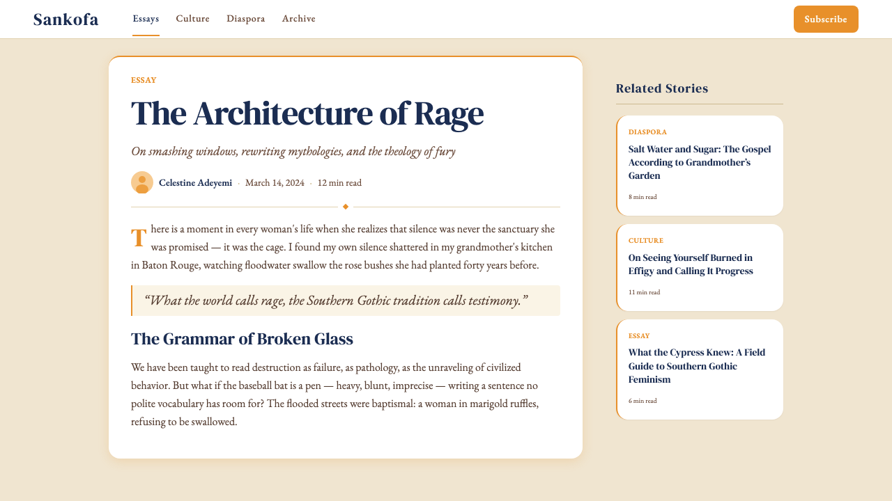 Beyoncé — Lemonade design style applied to a Article page