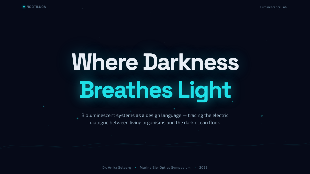 Bioluminescent Shore design style applied to a Slide · cover
