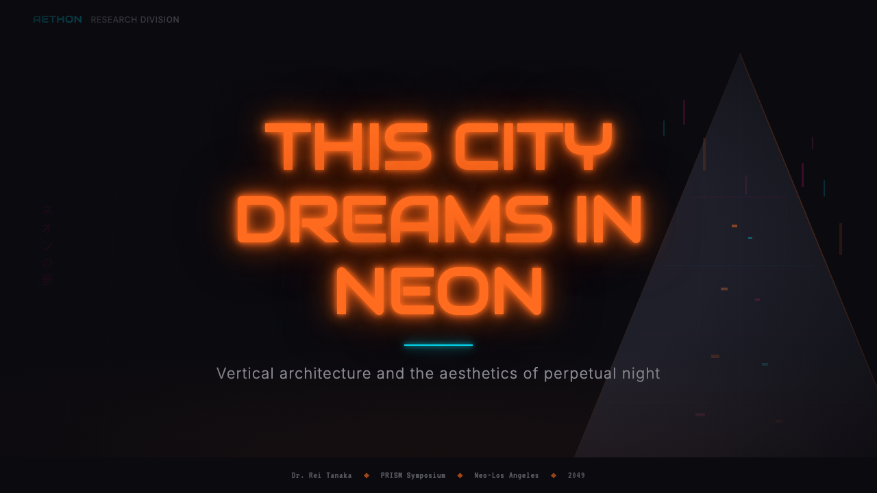 Blade Runner 1982 Neon Noir design style applied to a Slide · cover