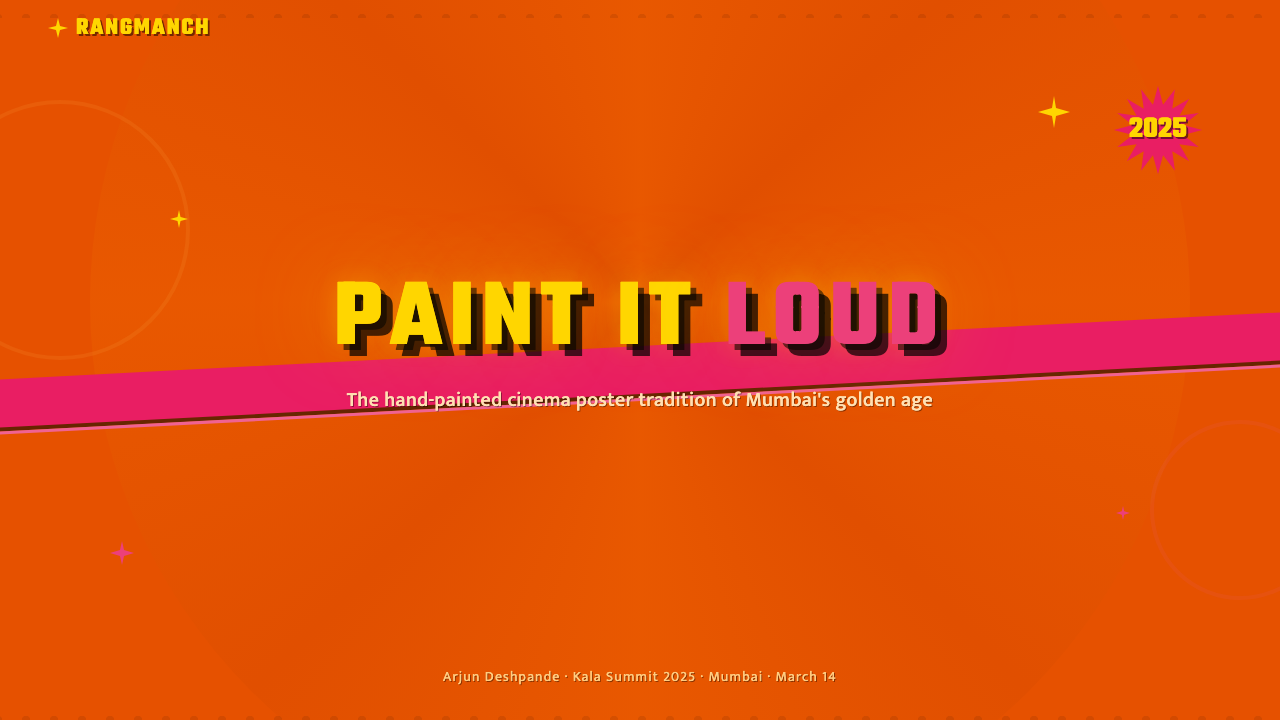 Bollywood Poster Art (1970s) design style applied to a Slide · cover