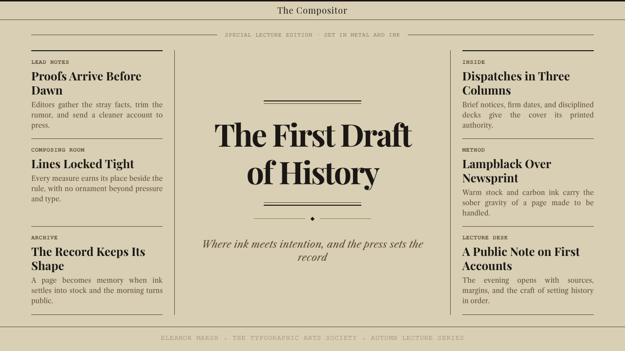 Broadsheet Letterpress design style applied to a Slide · cover