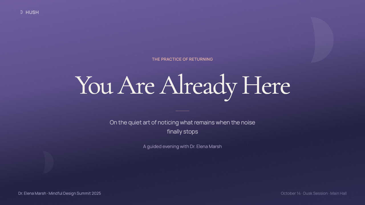 Calm App Purple Meditation design style applied to a Slide · cover