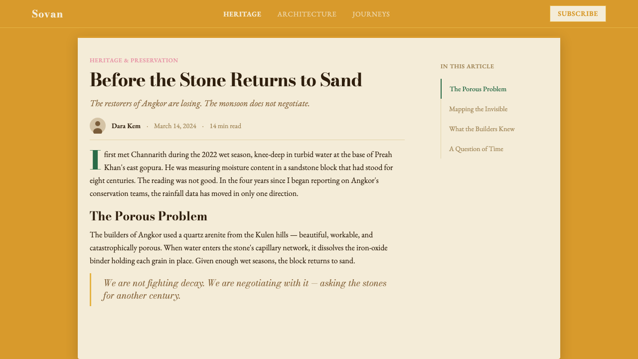 Cambodian Angkor Tourism Modern design style applied to a Article page