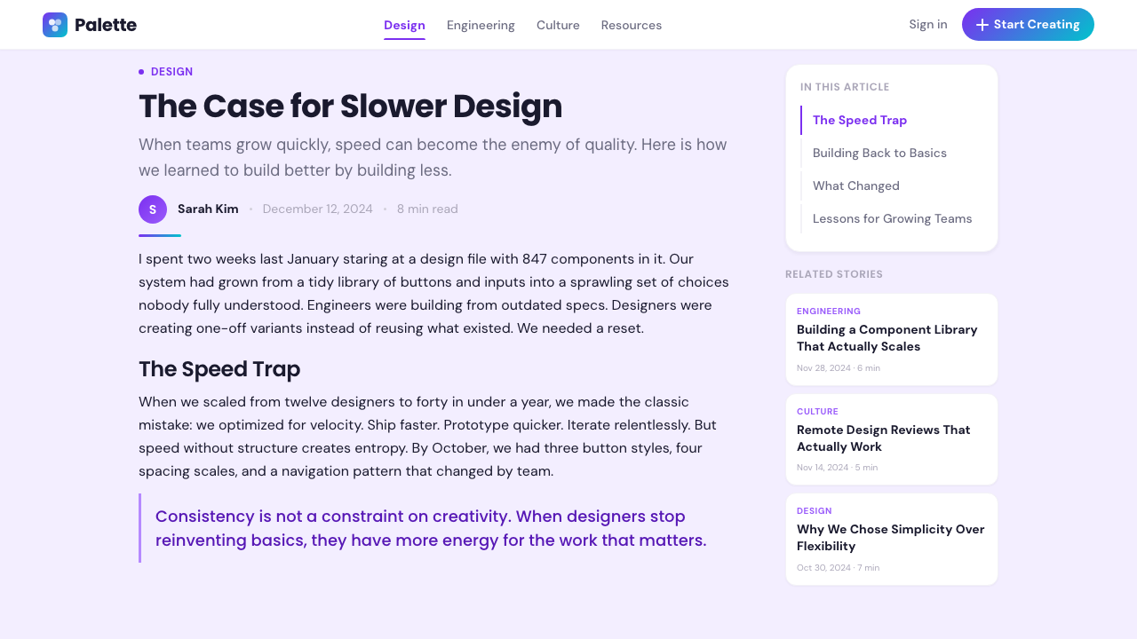 Canva 2024 design style applied to a Article page