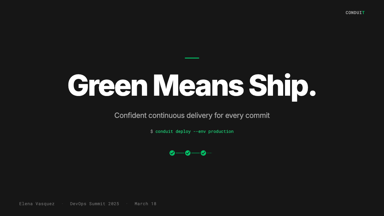 CircleCI Pipeline-Green design style applied to a Slide · cover
