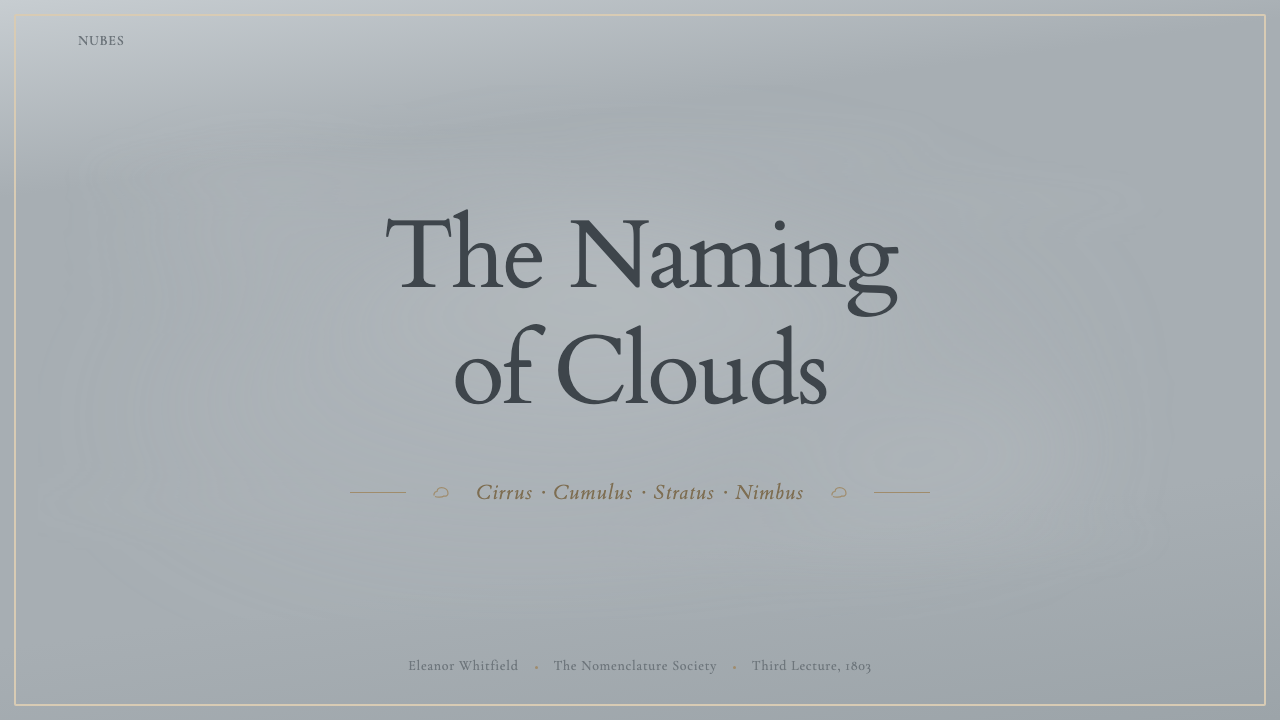 Cloud Atlas Plate design style applied to a Slide · cover
