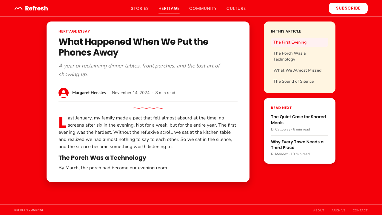 Coca-Cola Classic design style applied to a Article page