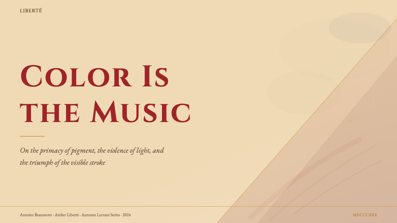 Delacroix French Romanticism design style applied to a Slide · cover