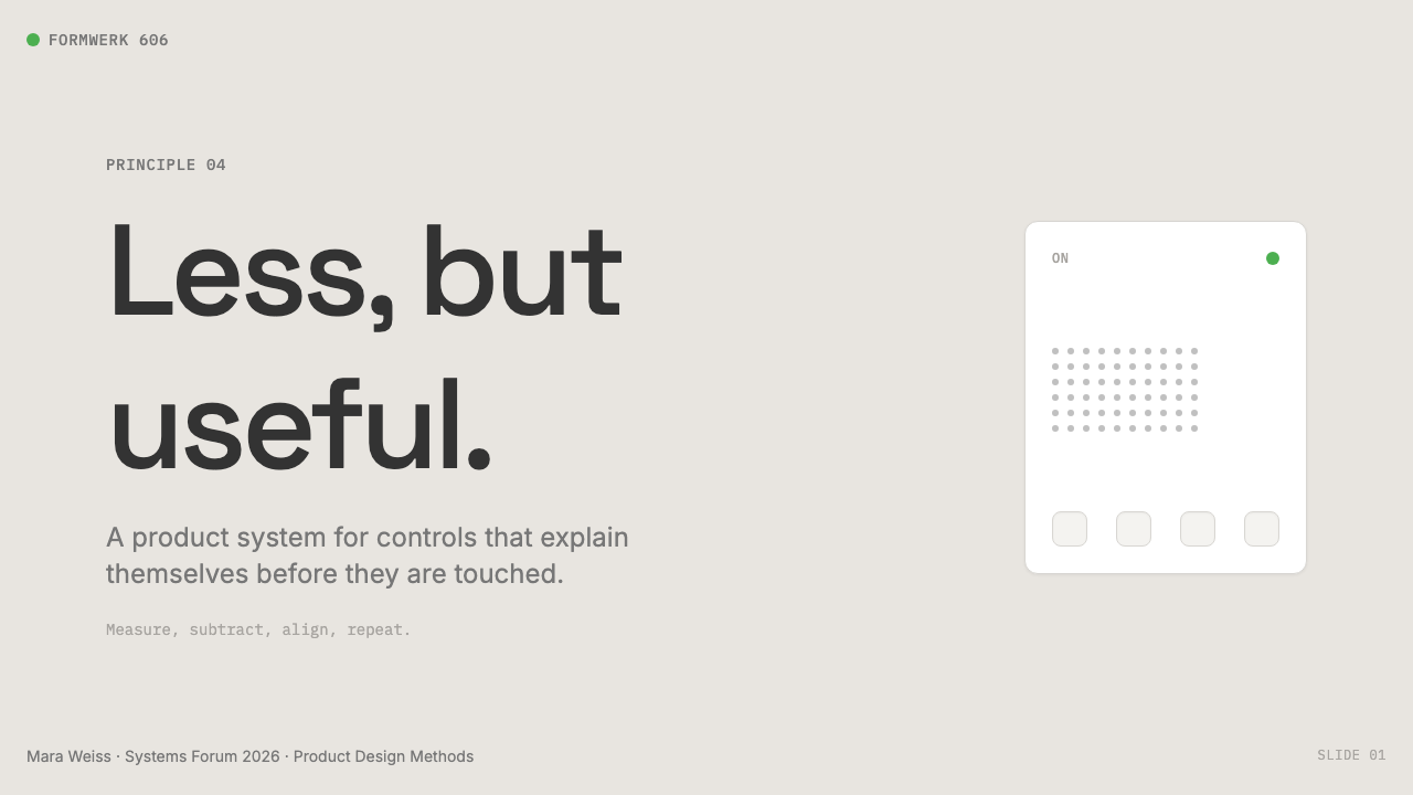 Dieter Rams / Braun design style applied to a Slide · cover