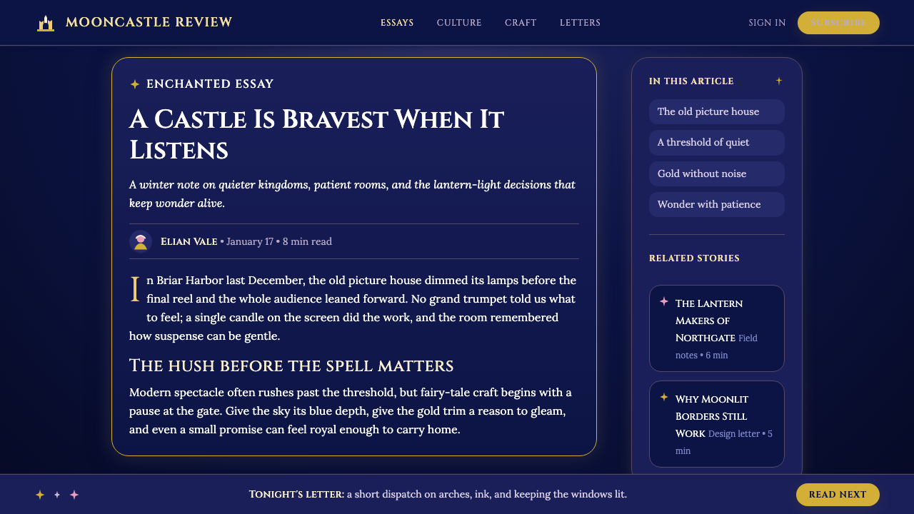 Disney Classic (1937) design style applied to a Article page