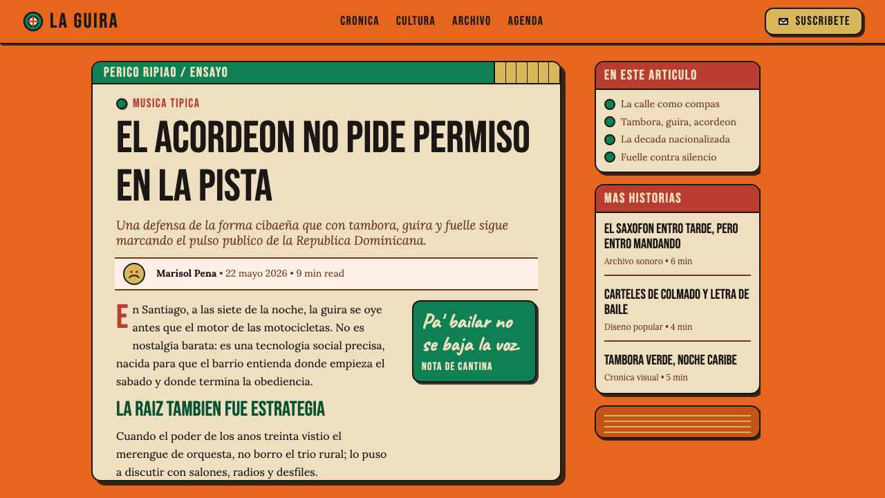 Dominican Merengue Perico Ripiao 设计风格用在文章页上