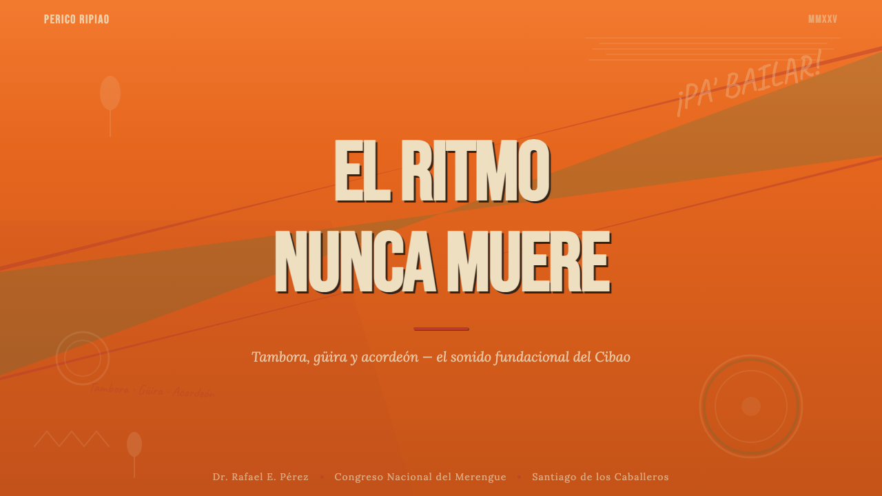 Dominican Merengue Perico Ripiao 设计风格用在幻灯片 · 封面上