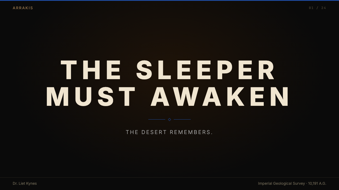 Dune Arrakis (Villeneuve) design style applied to a Slide · cover