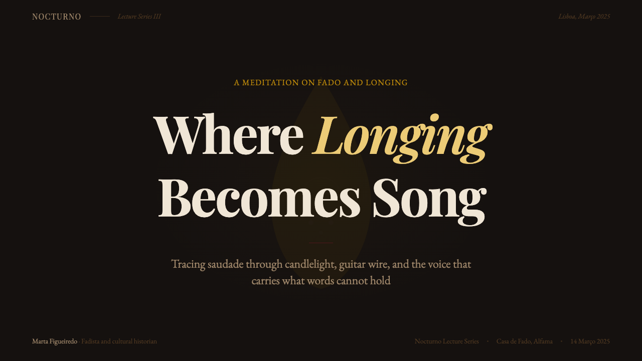 Fado Saudade design style applied to a Slide · cover