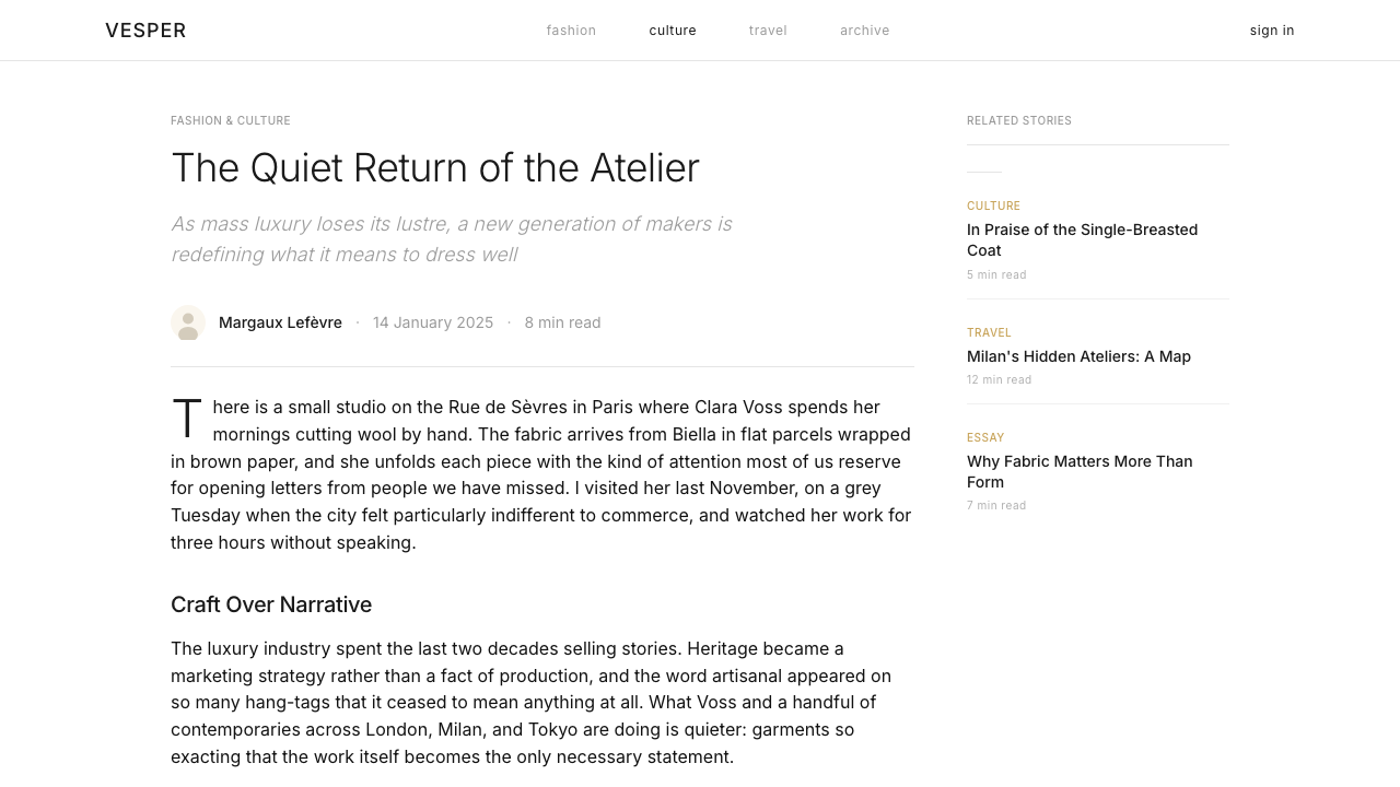Farfetch design style applied to a Article page