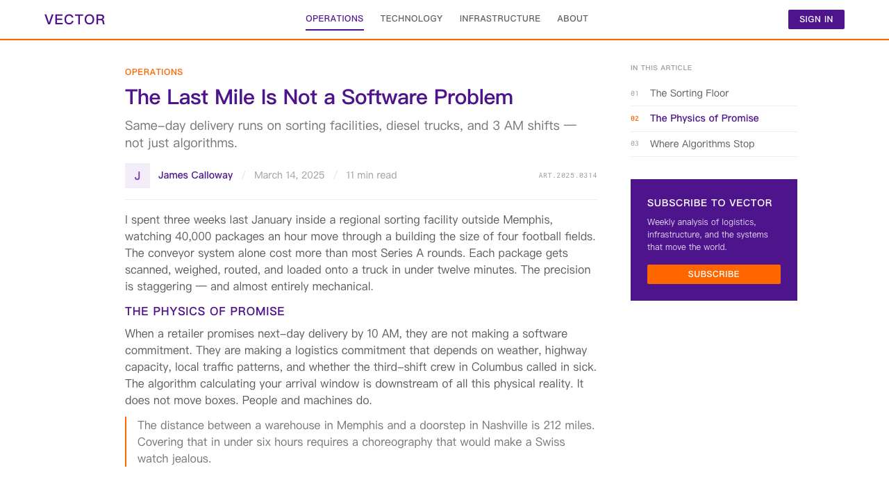 FedEx design style applied to a Article page