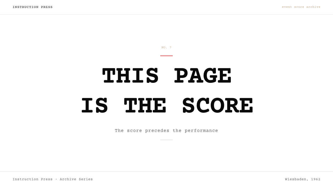 Fluxus Event Score (1962) design style applied to a Slide · cover
