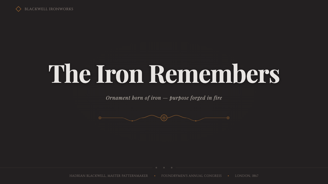 Victorian Cast Iron Foundry design style applied to a Slide · cover