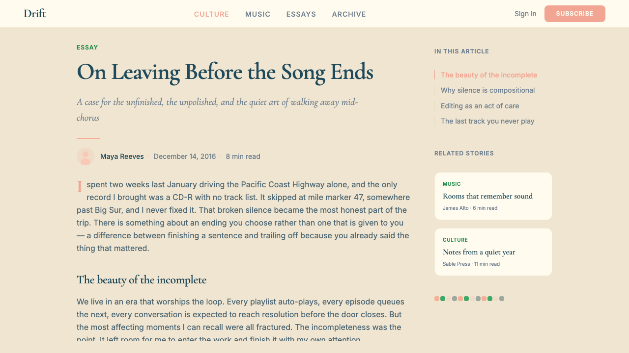 Frank Ocean — Blonde design style applied to a Article page