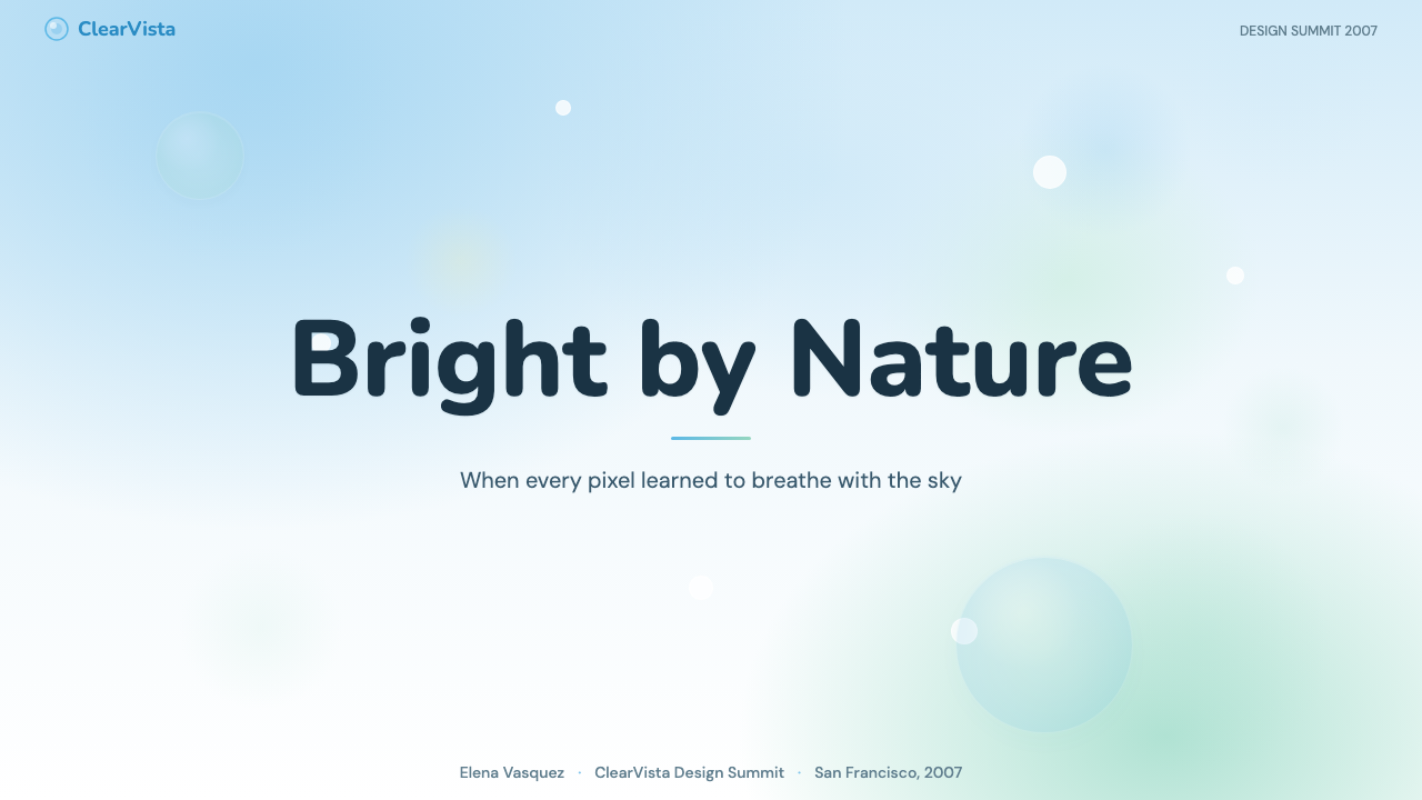 Frutiger Aero 2007 design style applied to a Slide · cover