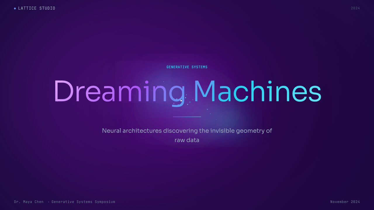 Generative AI Data Art (Refik Anadol era) design style applied to a Slide · cover