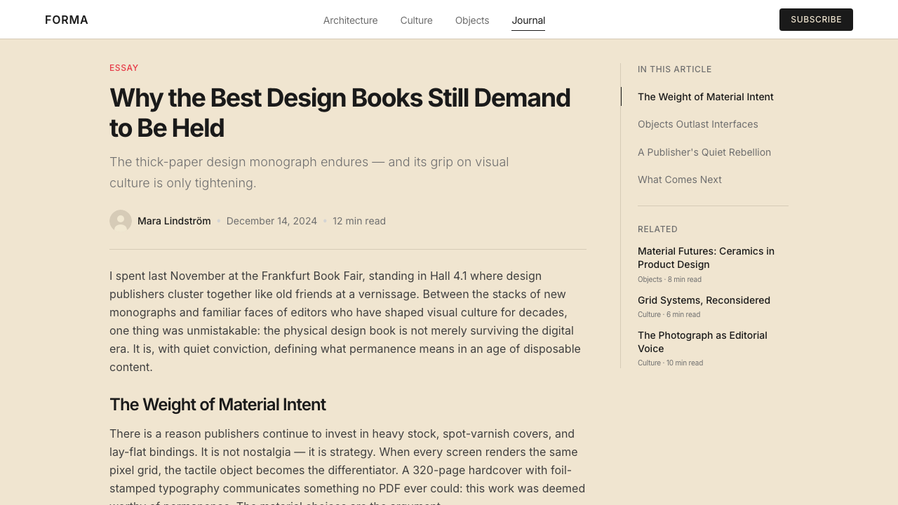 Gestalten Design Book design style applied to a Article page