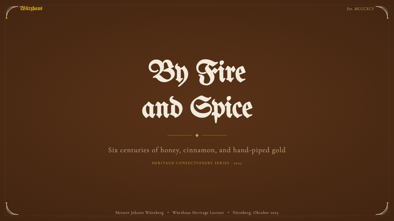 Nuremberg Lebkuchen design style applied to a Slide · cover