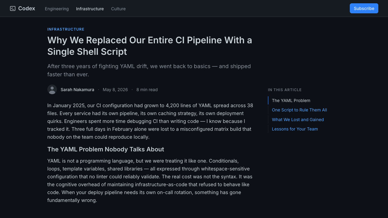 GitHub Dark design style applied to a Article page