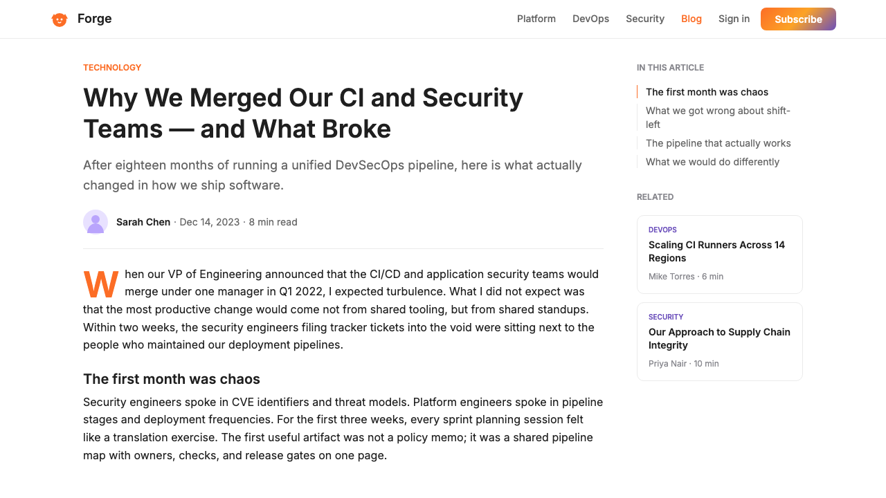 GitLab 2023 design style applied to a Article page