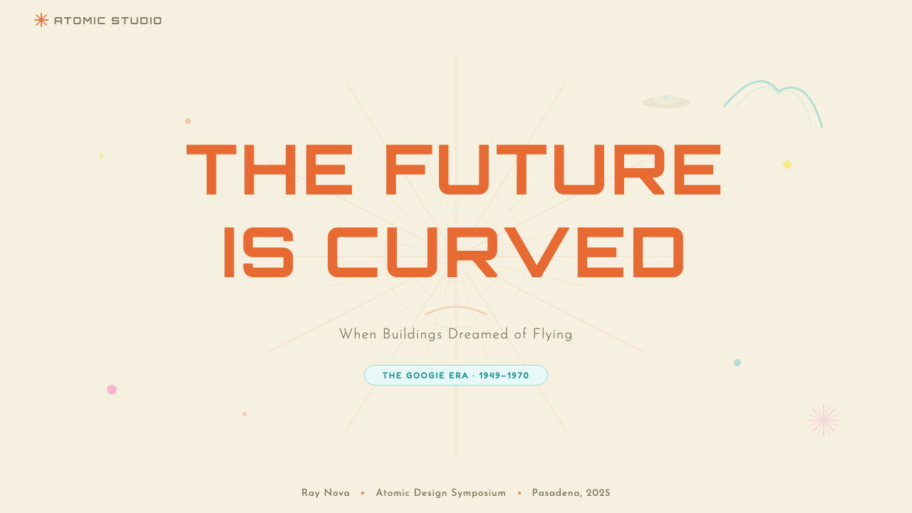 Googie / Space Age (1960s) design style applied to a Slide · cover
