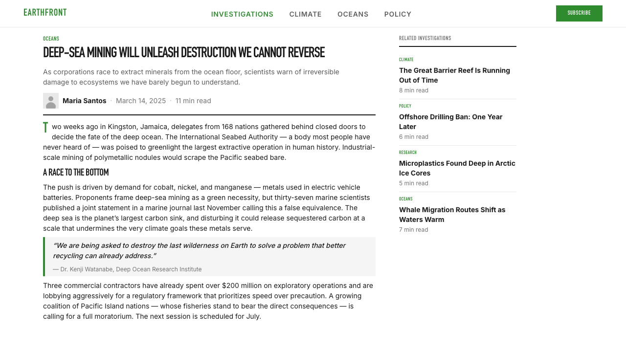 Greenpeace (Activist Poster) design style applied to a Article page