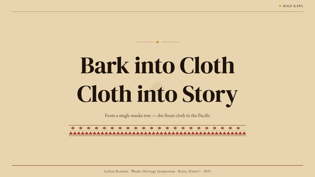 Hawaiian Kapa (Bark Cloth) design style applied to a Slide · cover