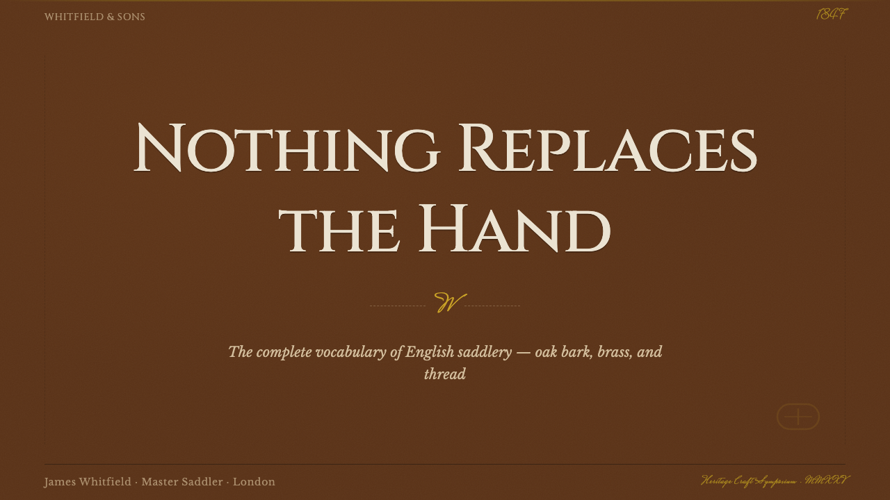 English Saddlery Tan design style applied to a Slide · cover